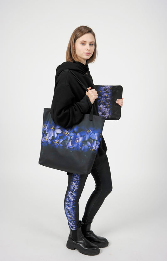 Blue Hepatica All-Over Print Large Tote Bag