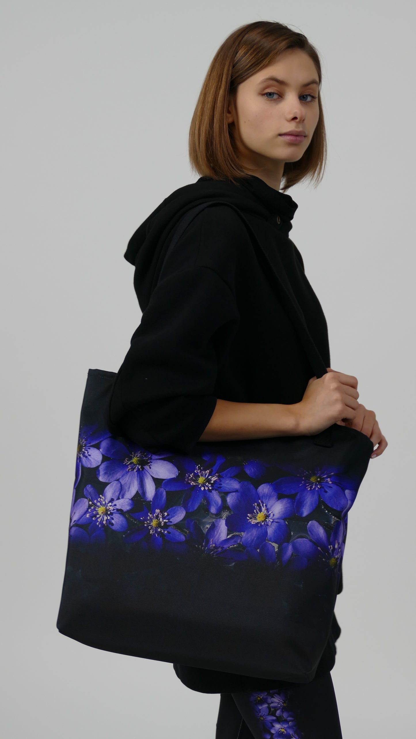 Blue Hepatica All-Over Print Large Tote Bag
