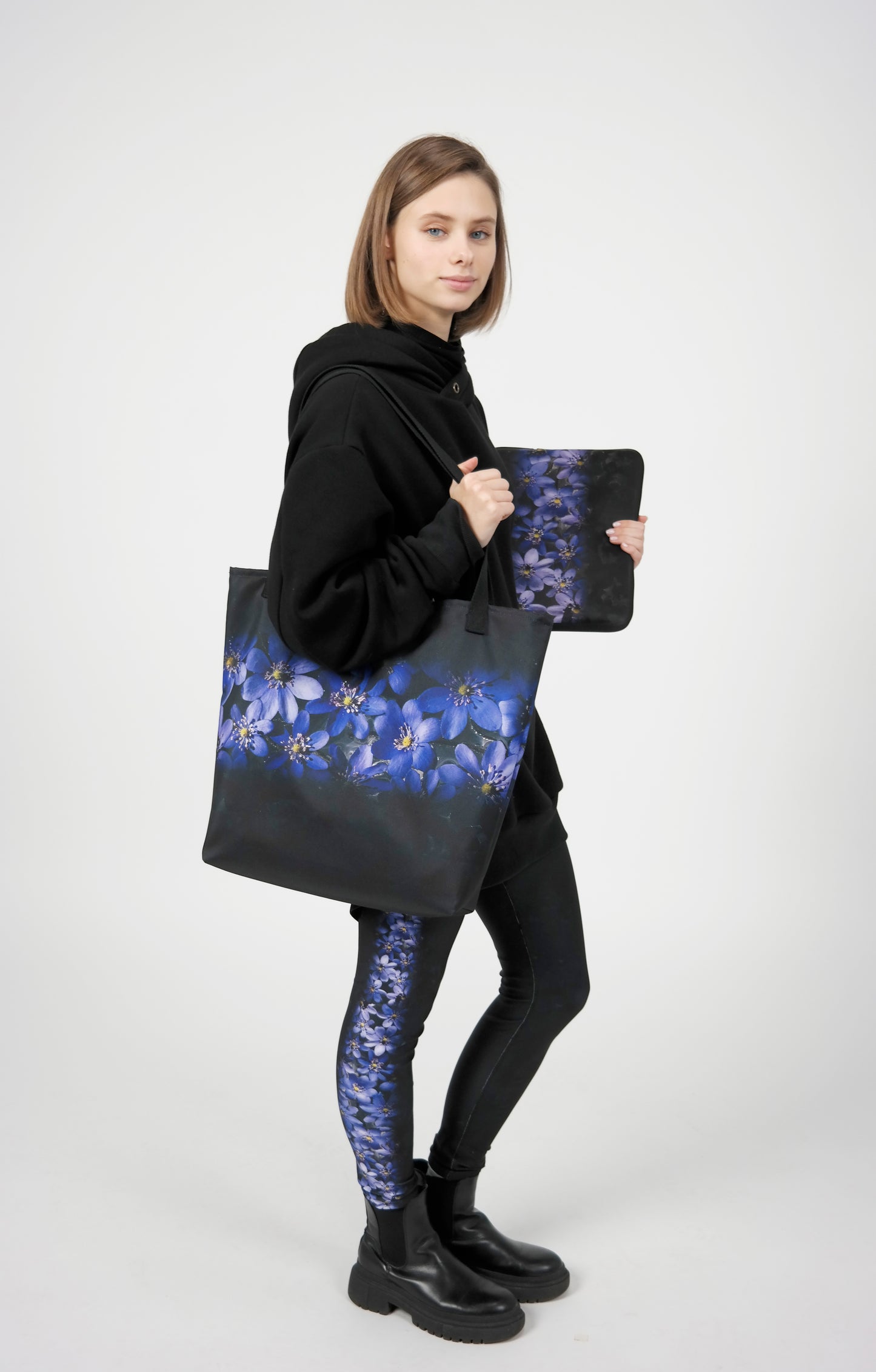 Blue Hepatica All-Over Print Large Tote Bag